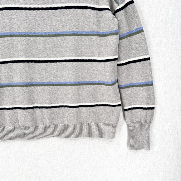 ONE GREY DAY Sweater Women Small Gray Crew Neck Oversized Cotton Pullover Stripe - Picture 6 of 10